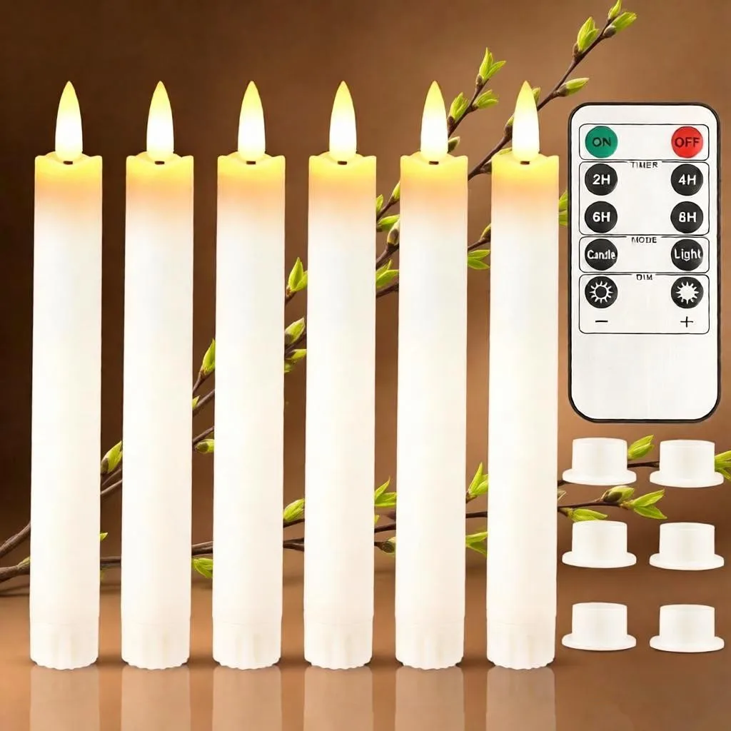 Flameless Taper Candles LED Flickering Candlesticks Battery Operated with Remote Timer Table Candle for Party Wedding Home Decor