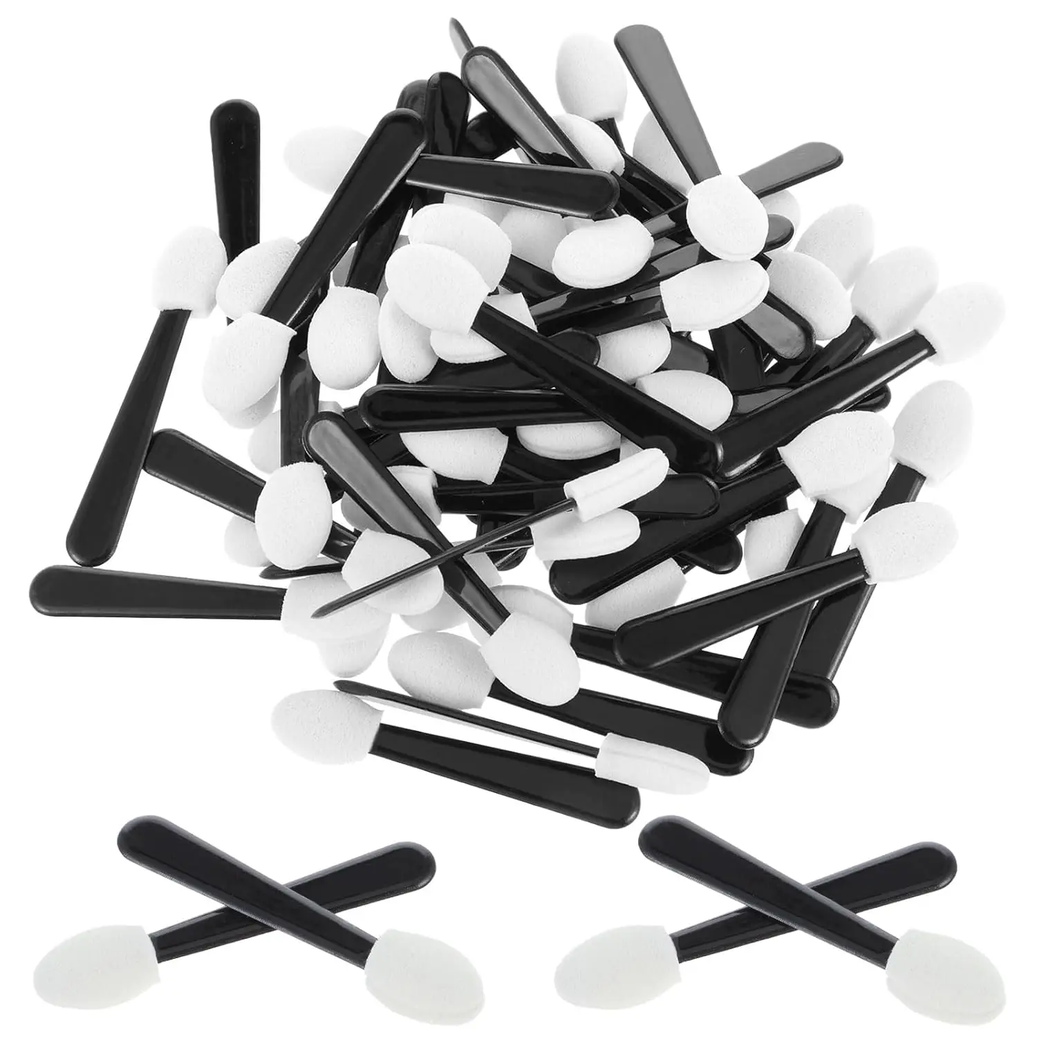 

50 Pcs Disposable Eyeshadow Applicators for Travel, Double-Sided Sponge Brushes for Makeup and Nail Art