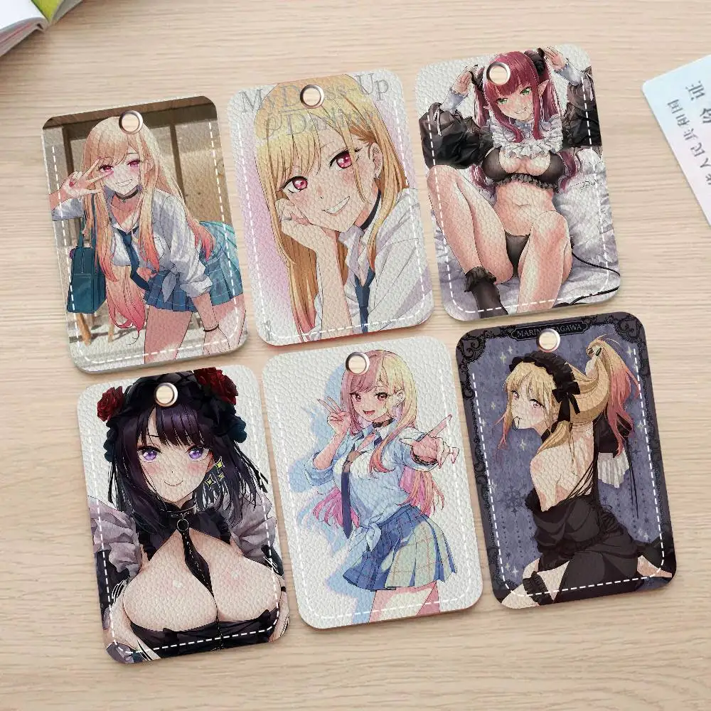 

Amine Marin Kitagawa Sexy Girl PU Soft Leather Rectangular Key Card Holder Induction Protection Cover Youth Faion Accory