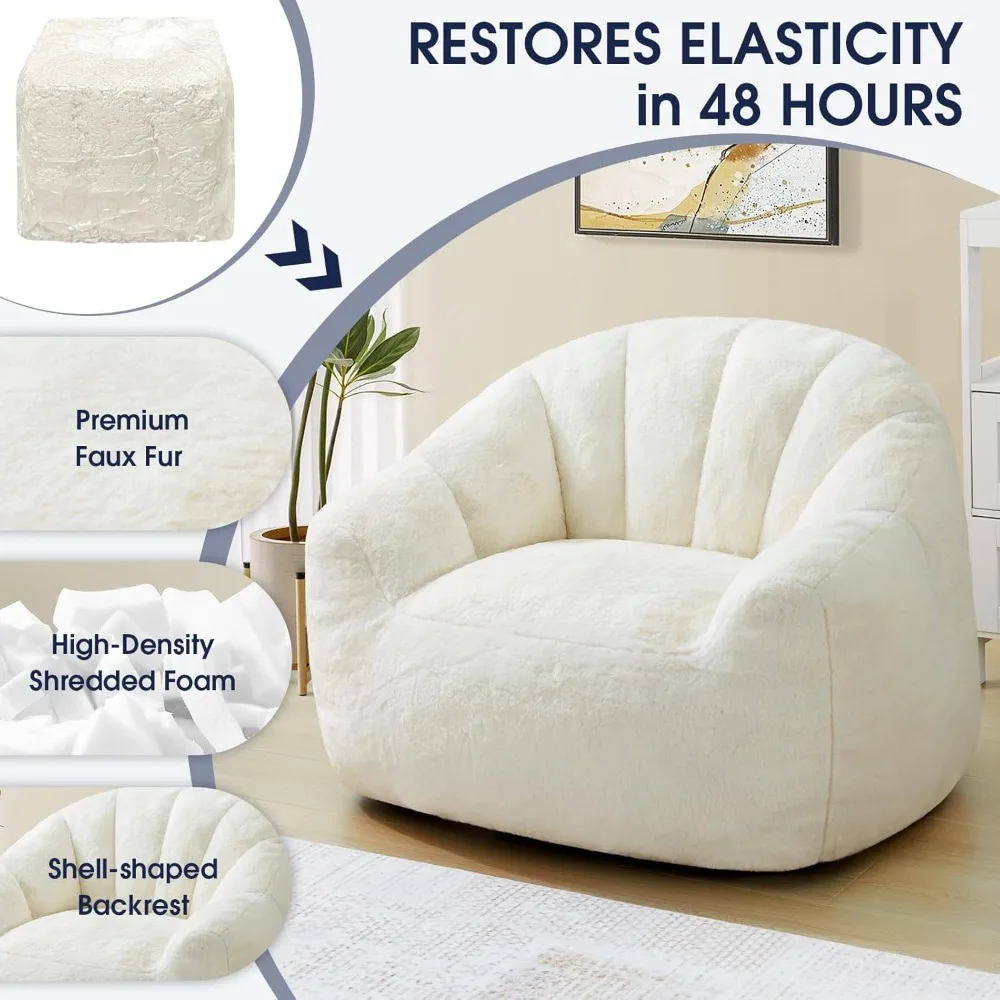 كرسي بين باج من إسفنج الذاكرة على شكل صدفة - أريكة مريحة ممتازة مع غطاء قماشي متين وخيار جلوس مريح #4