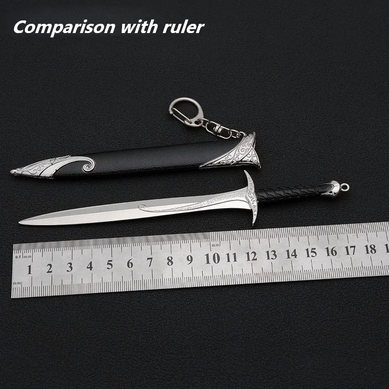 18 cm Sting Zwaard Klossen Bilbo Baggins Middeleeuwse Randapparatuur Ongesneden Metalen Samurai Zwaard Wapen Model Sleutelhangers Ornamenten Gift Speelgoed