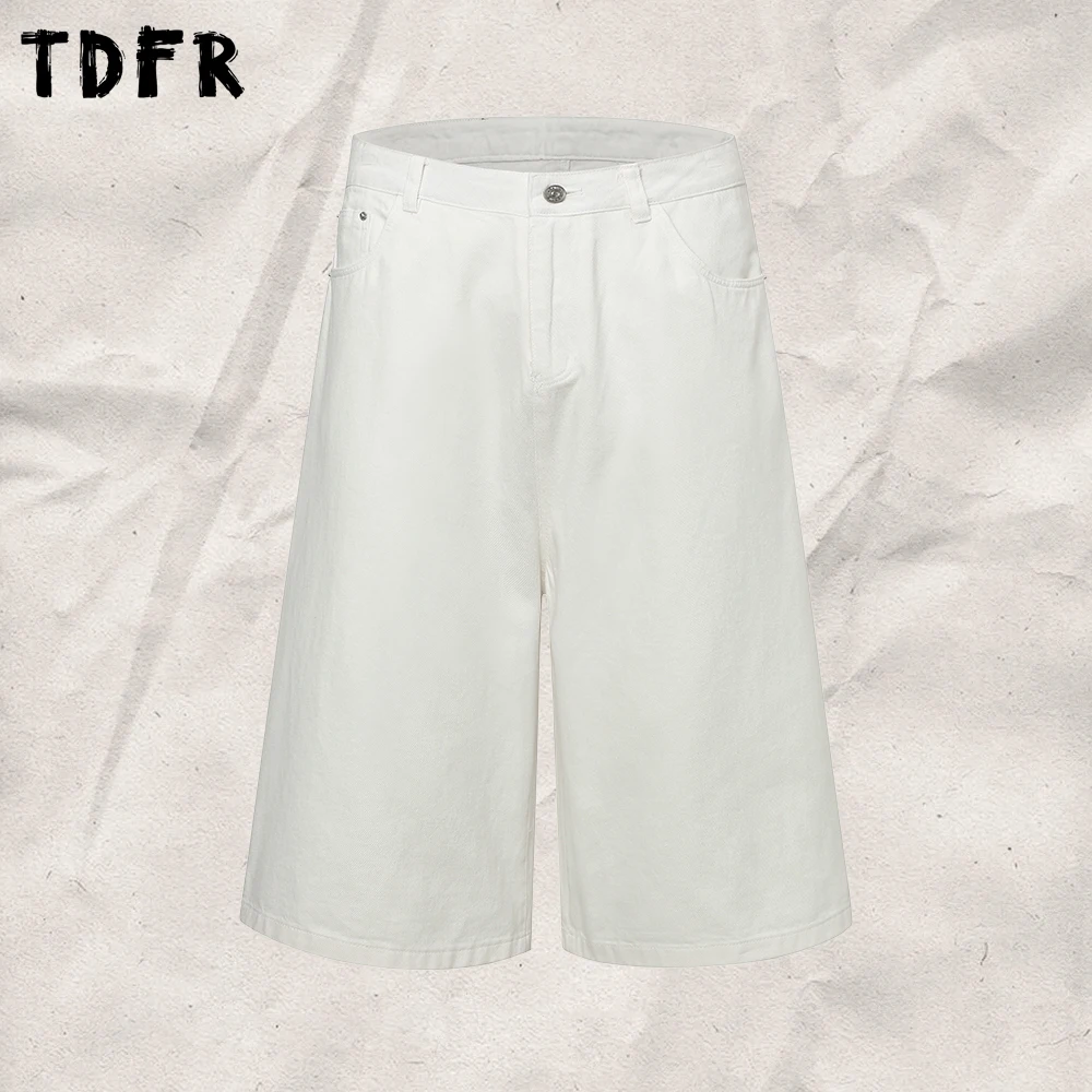 Pure White Shorts Mens Summer Baggy Casual Wide Straight-leg Loose Cargo Short Pants Man