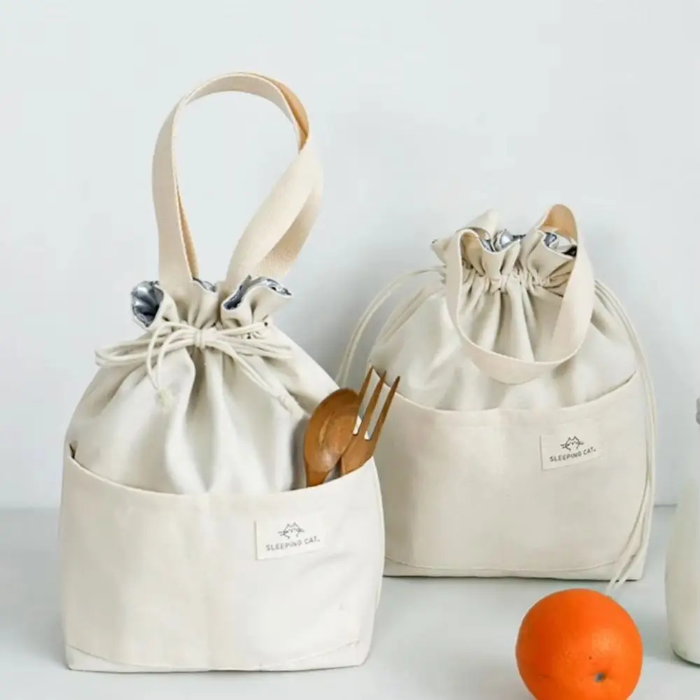 

Утолщенный ланч-бокс, изоляционная сумка, вкладыш из алюминиевой фольги, японский стиль, сумка на шнурке для обеда, маслостойкая портативная сумка