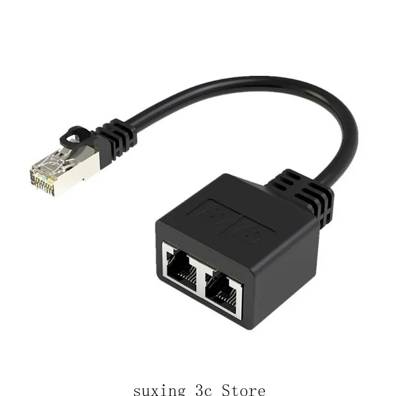 E8BE RJ45 Ethernet Splitter 1 to 2, 1000Mbps Ethernet Switches 2 Port RJ45 LAN Fast Speed Networking Splitter Adapter