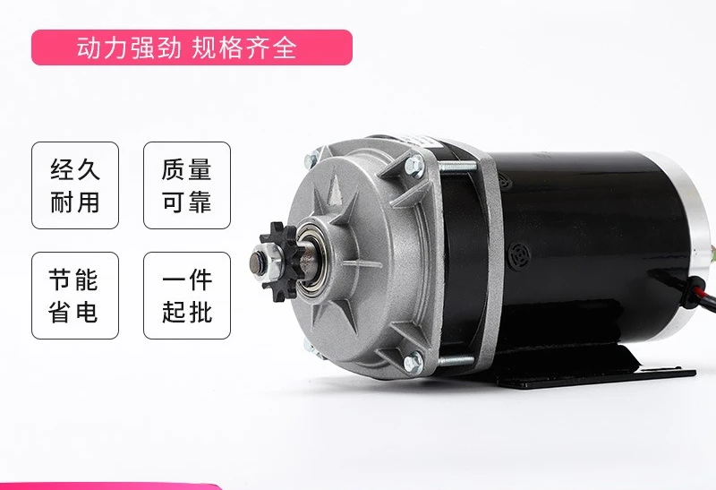 48V 500W brushed DC geared motor, low noise motor, permanent magnet middle motor