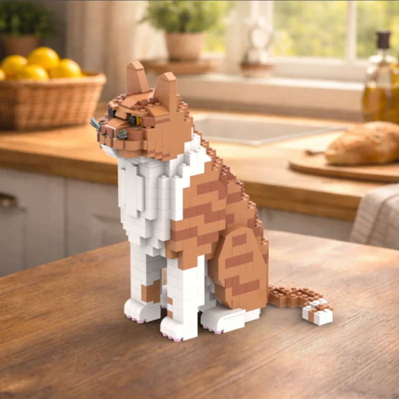 

787 pieces large chubby orange cat themed MOC creative educational children's building blocks gift