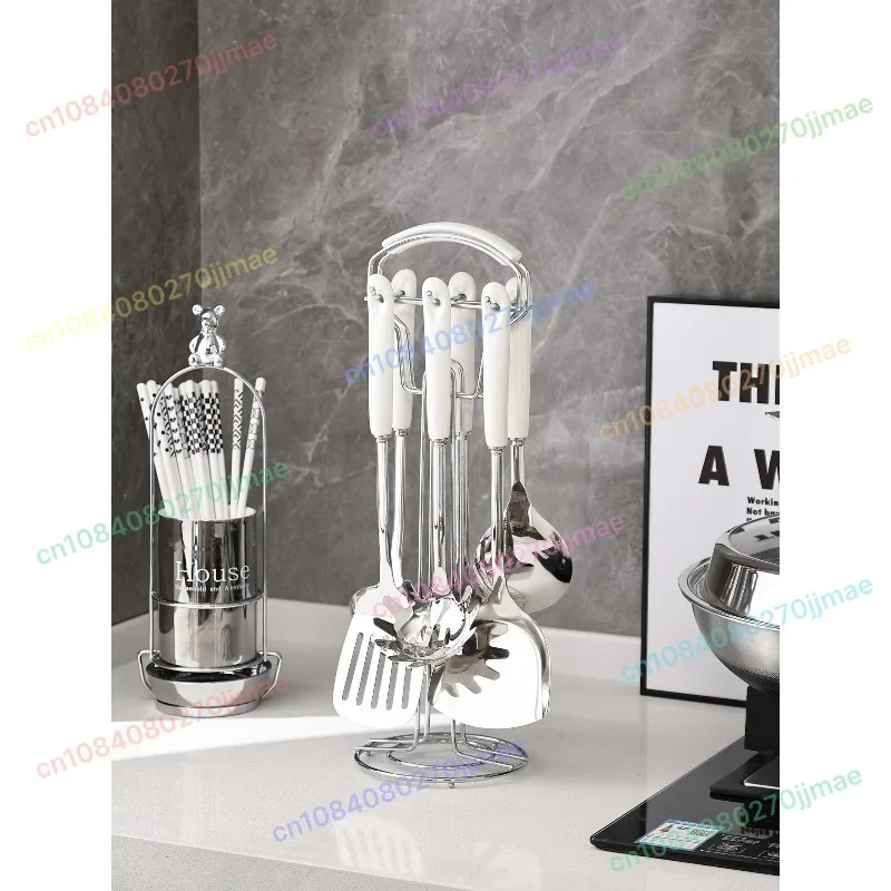 

Пищевая кухонная белая лопаточка из нержавеющей стали, набор кухонных принадлежностей, лопатка для приготовления пищи, ложка, бытовой дуршлаг