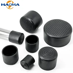 Black PVC Chair Leg Round Caps Table Furniture Feet Pipe Tubing End Cover Socks Plug Floor Protection Non-Slip Pad