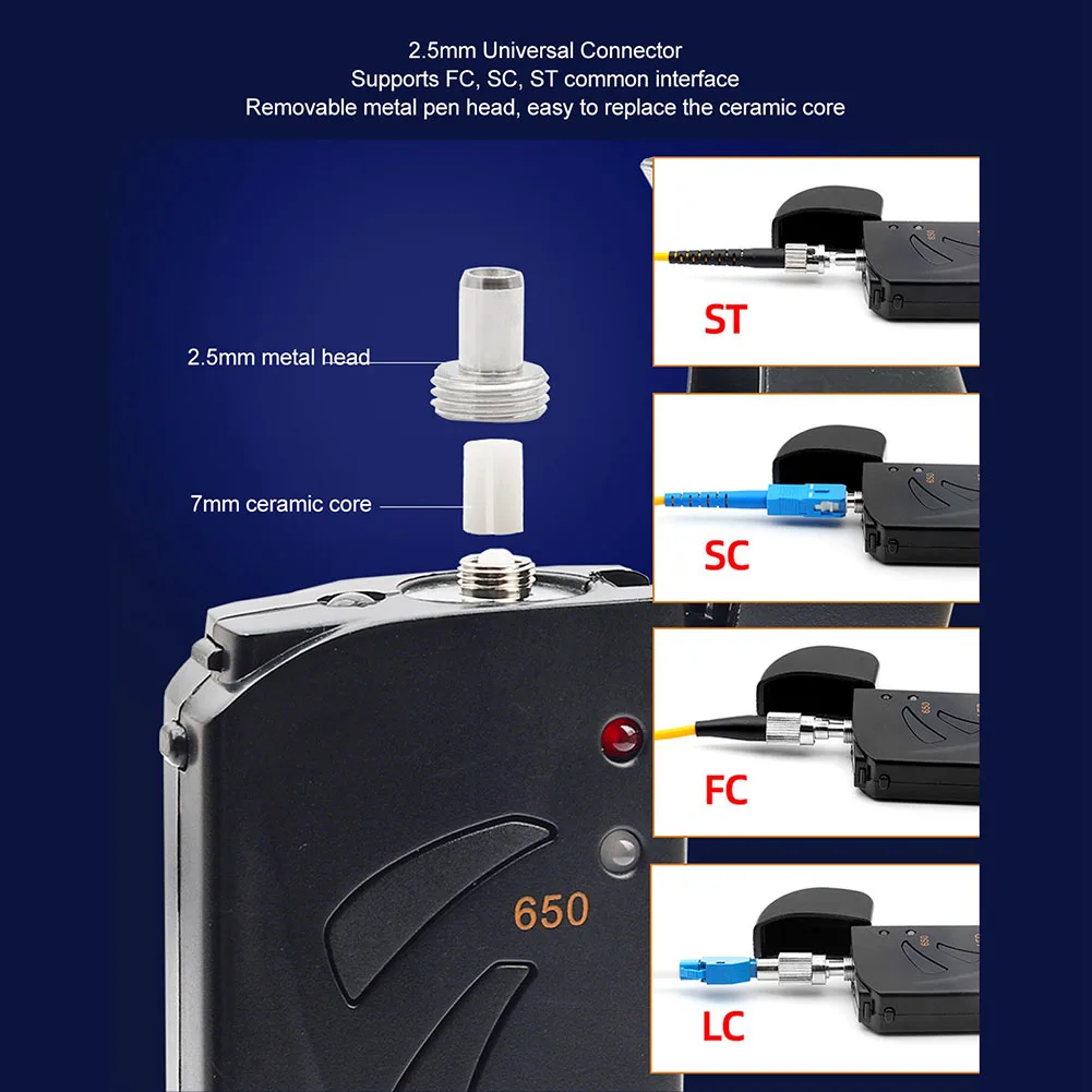 VFL Visual Fault Locator 20km Range 650nm LED Light for Fiber Optic Patch Cord Testing with FC ST LC Compatibility