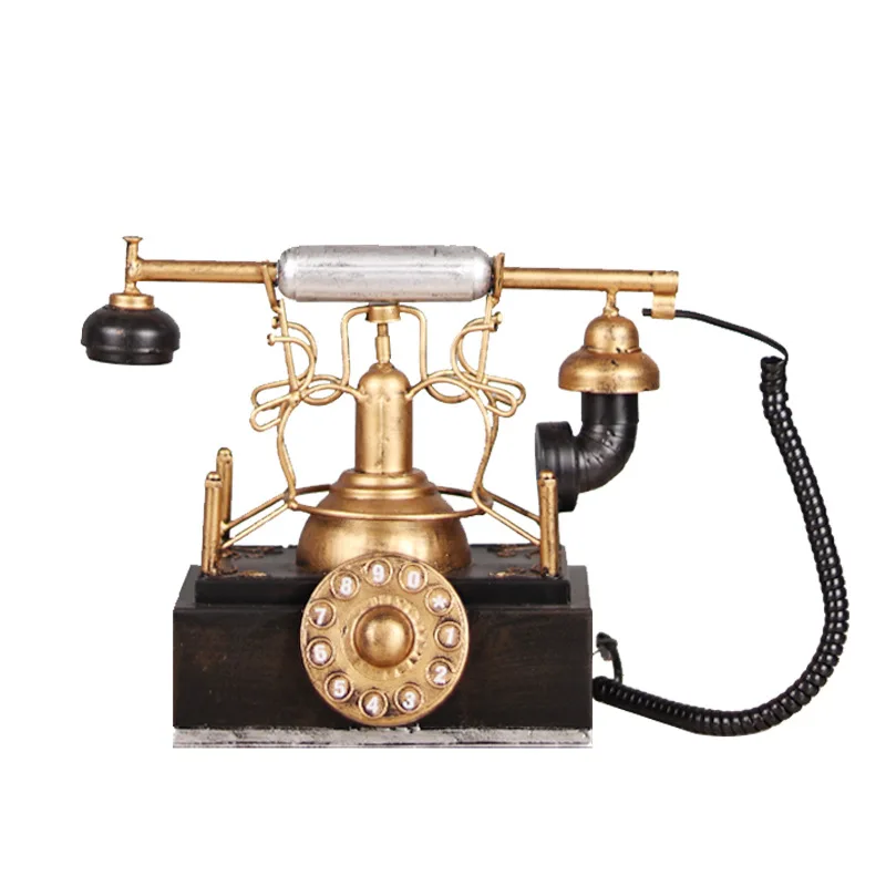 Retro Telephone Model Vintage Desktop Landline Telephone Old Fixed Telephone Home Living Room Decoration Gift