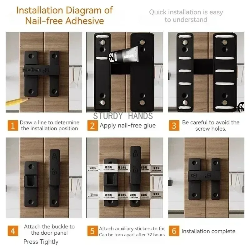 1 مجموعة لكمة خالية 90 درجة مزلاج الباب مشبك 180 °   مكافحة سرقة مزلاج الباب مستودع الحظيرة غرفة الحمام قفل مشبك قفل الباب المنزلق