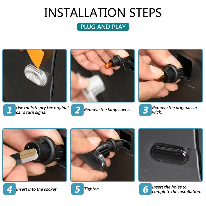 Enquêter de Position Latéral ociamique à LED pour Voiture, Accessoires de Remplacement pour RosemSkoda, Ford, VW, 2 Pièces/Ensemble