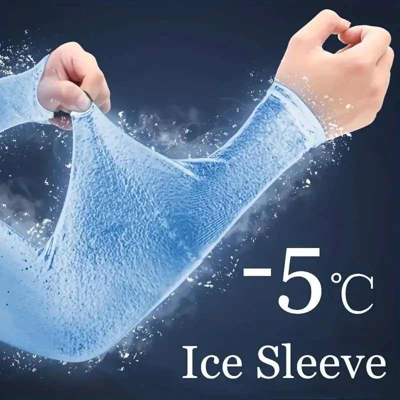 

2pcs /set unisex LCE Silk Arm Sleeve Sports Sleeve Sun Protection Hand Cover Cooling Gloves For Running Fishing Bike