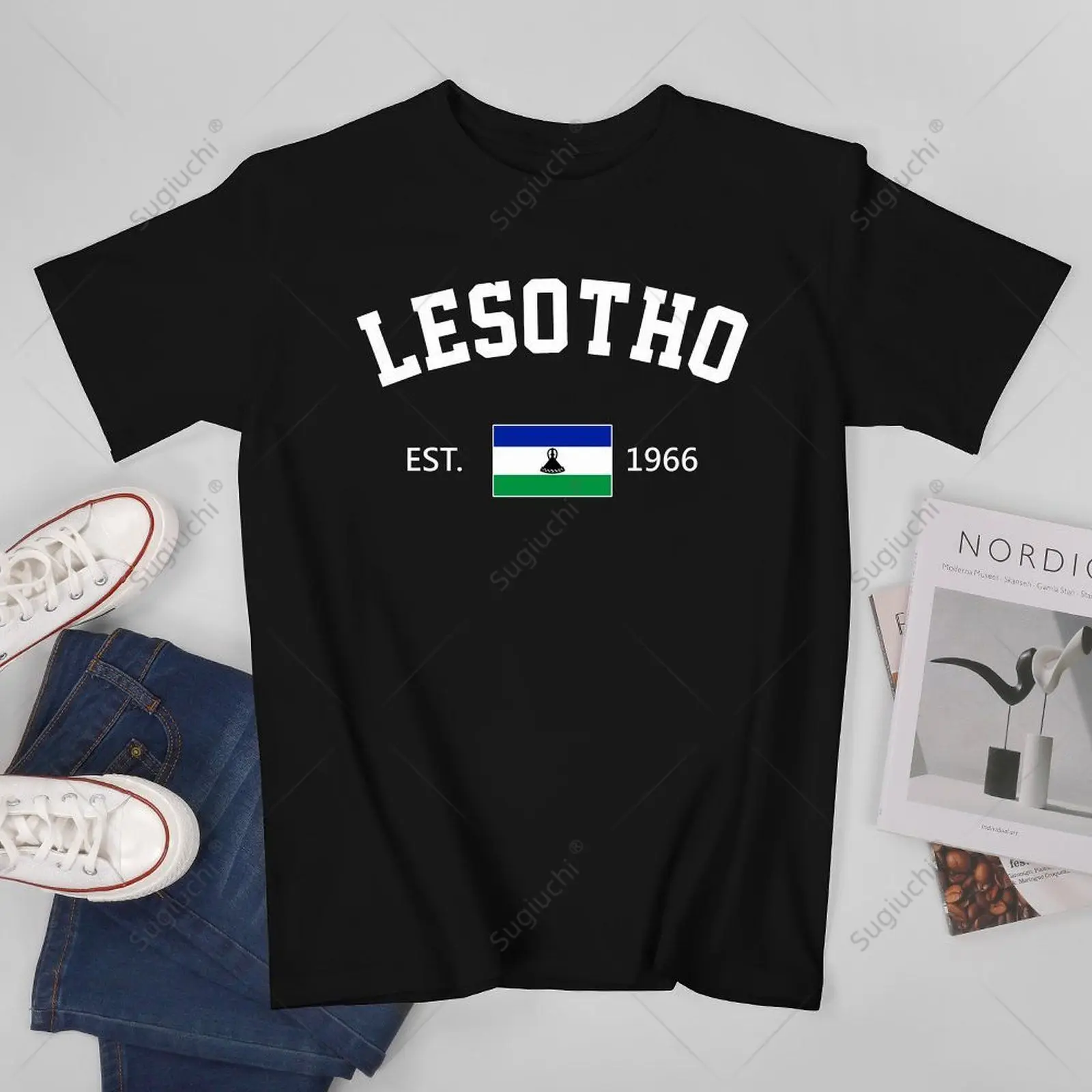 Unisex Men Lesotho EST.1966 Independence Day Tshirt Tees T Shirts Women Boys 100% Cotton T-Shirt