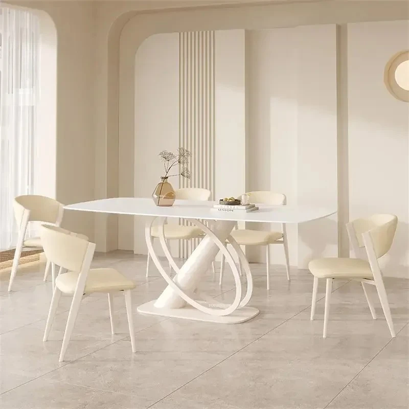 hh-Nordic Minimalist Slate Dining Tables Dining Room Furniture Luxury Cream Style Apartment Design Dining Tables Chair Set^