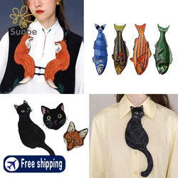 Cat,Fox,Fish Animal Theme Clothes Patches, Embroidery Tie Decoration ,Sew on Patch,Artistic Patchwork