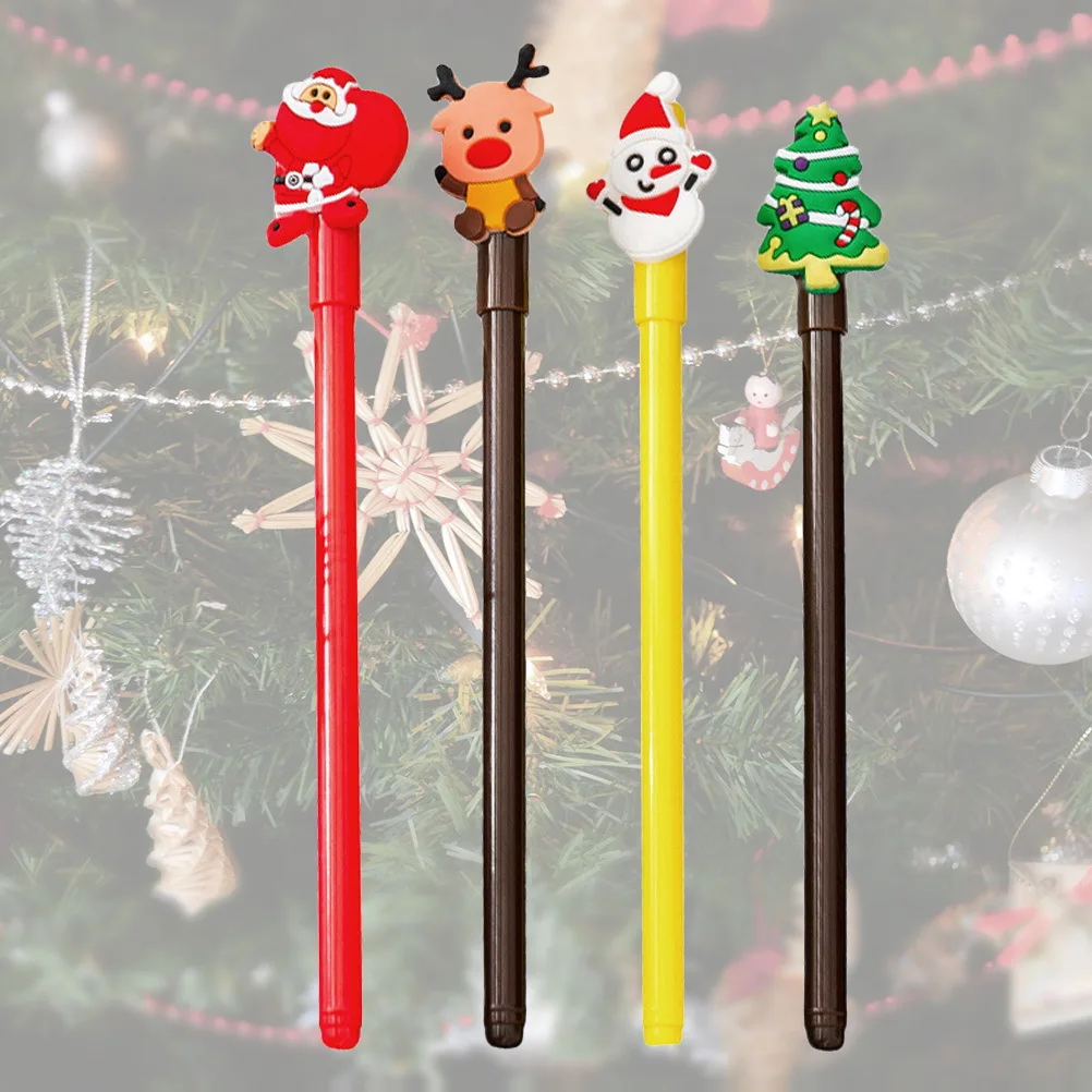 

20 шт. гелевая ручка для рождественской тематики, гладкие канцелярские принадлежности для письма, новые ручки, снеговик, олень, Санта-дизайн, офис