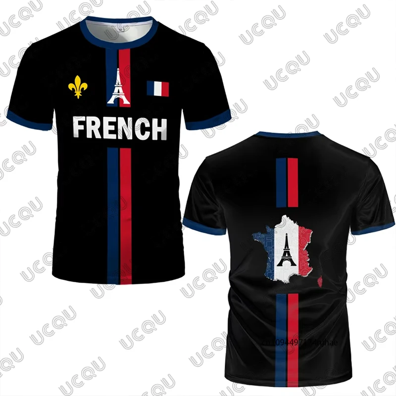France Football Jersey For Men Women French Flag Map Pattern 3D Print T-shirt Summer Breathable Casual Tees Sports Kids Tops