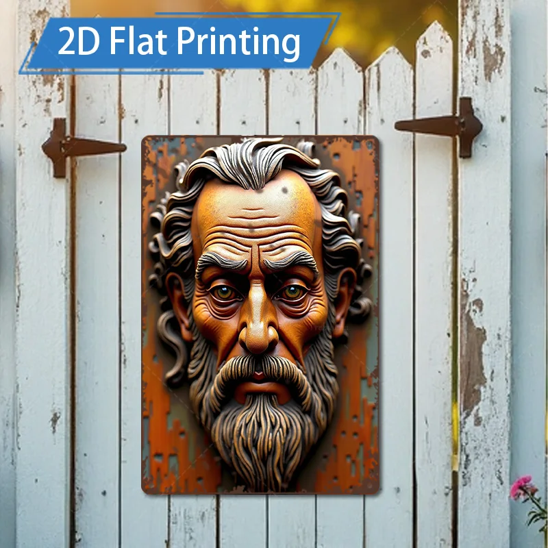 1 ชิ้น 8x12 นิ้วป้ายโลหะสไตล์วินเทจผู้ชายเคราโลหะศิลปะบนกำแพงสำหรับตกแต่งบ้านชนบท