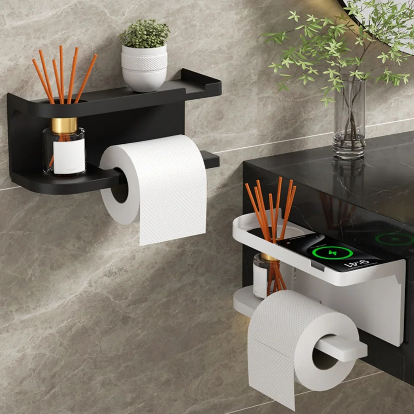 Wall Mounted Tissue Holder Without Drilling, Widened Storage Space, Smooth Pull-out and Not Easy To Slip Off