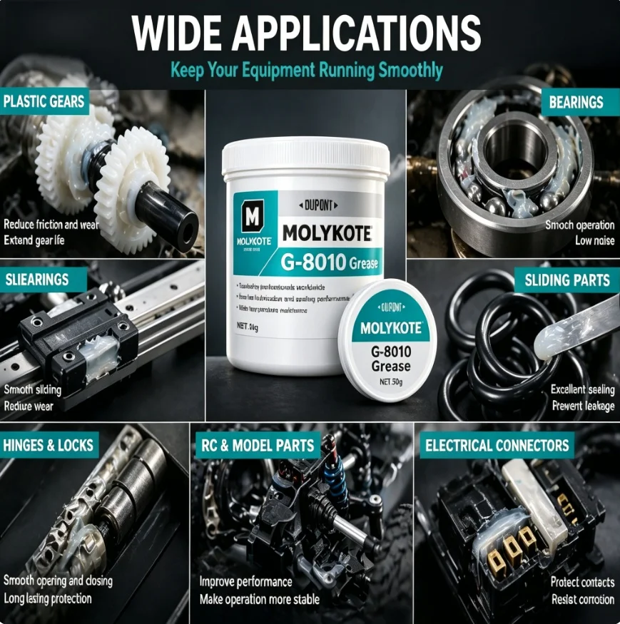 Original MOLYKOTE G-8010 Grease Plastic Safe Lubricant Reduce Noise Smooth Silent for Gears O-Ring Valve Long Lasting  50g