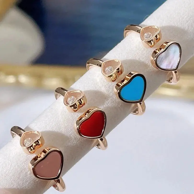 

Hot sales Luxury Jewelry Happy heart Shaped Fashion Women's Open Ring 5A Grade Zircon High-quality Fascinating Valentines Gift