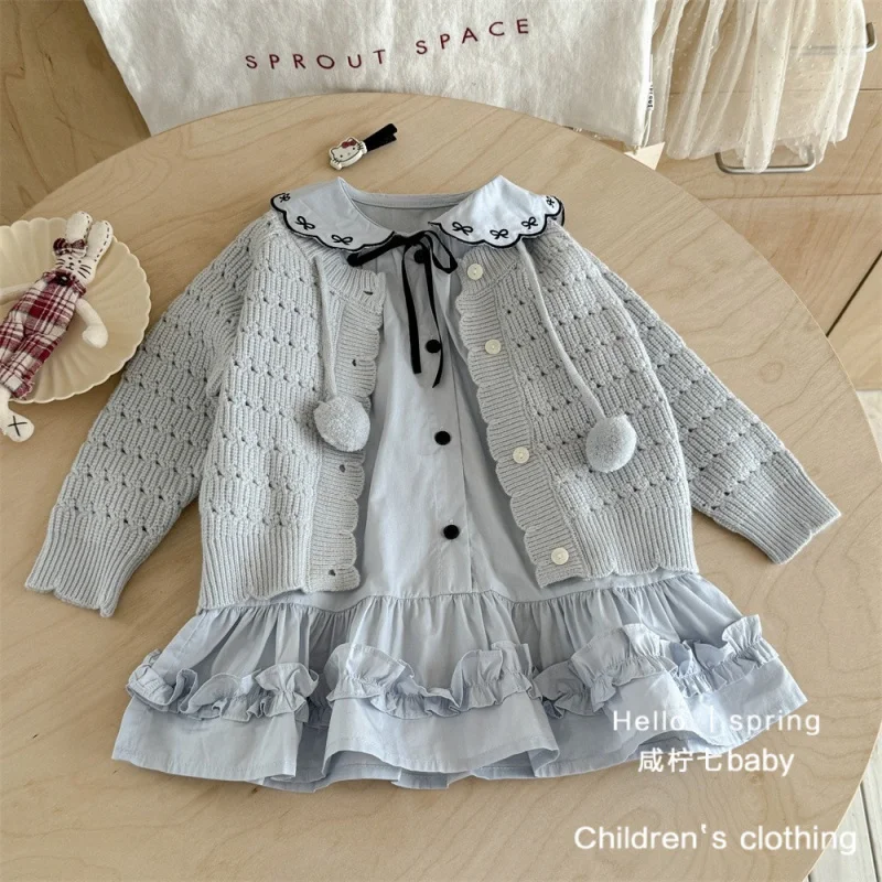 

Qixiaoqitai Sweet Girl's Dress Autumn Fashionable Children's Princess Dress Cardigan One-Year-Old Baby Dress Trendy