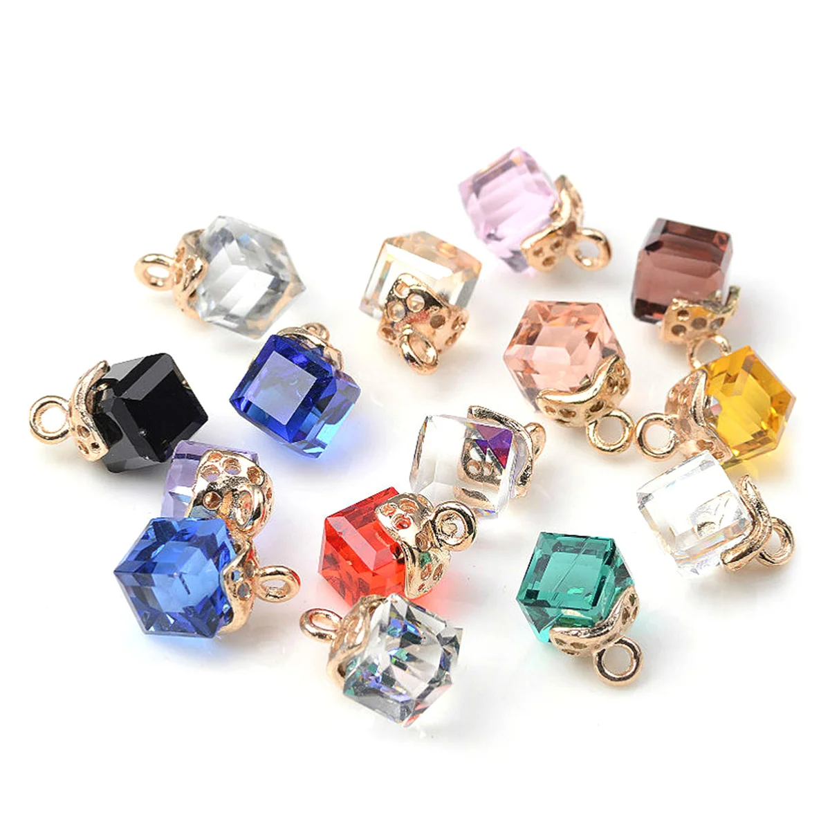 Pendentifs à breloques en cristal cubique, 20 pièces, pour la fabrication de bijoux, collier, boucles d'oreilles, porte-clés, sac, ornement, cadeaux artisanaux créatifs, bricolage