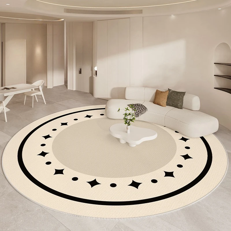 Round Beige Minimalism Rug Luxurious Living Room Carpet High Quality Bedroom Study Rugs Soft Comfortable Bedside Carpets Tapete