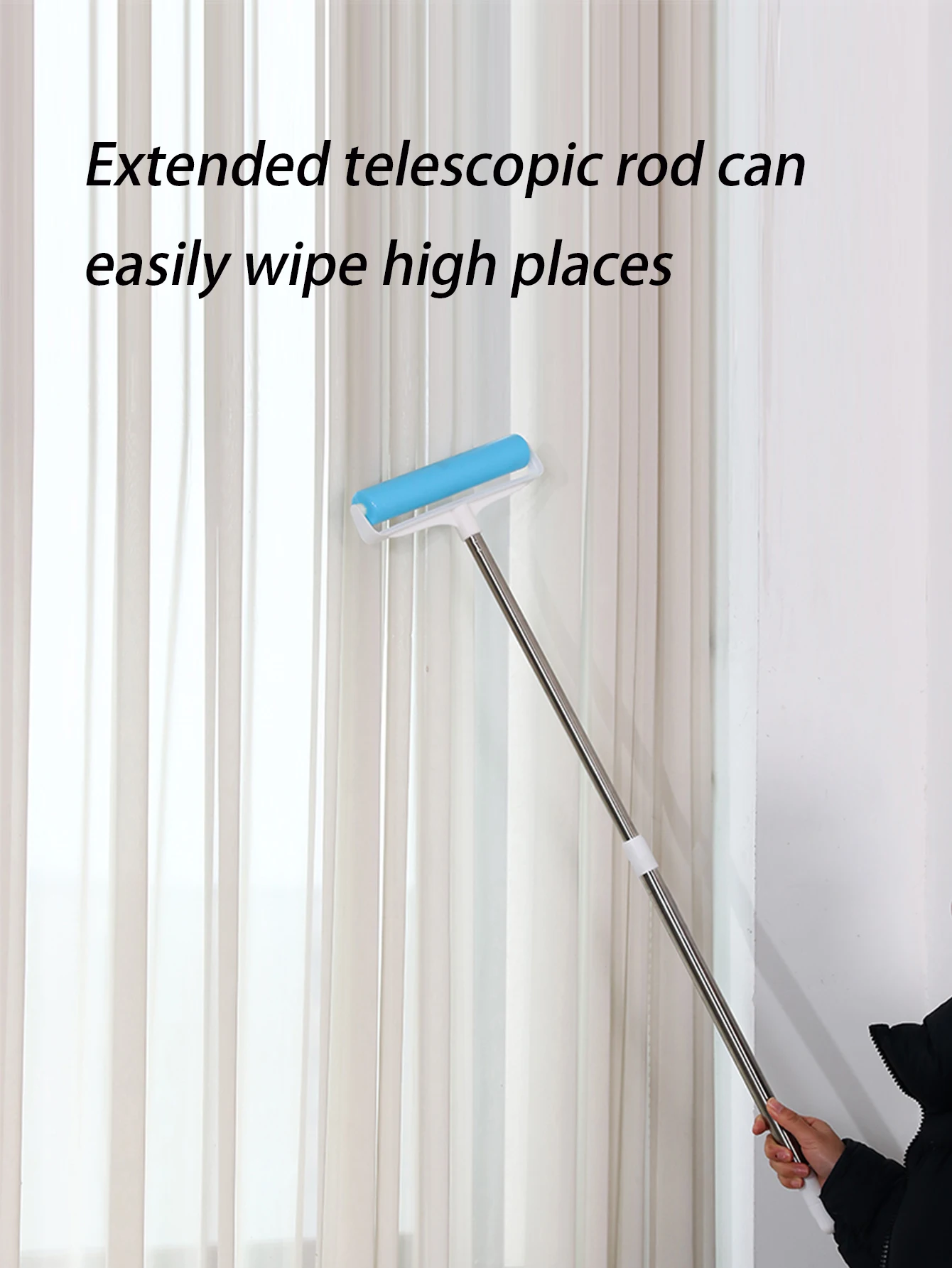 جهاز لصق الشعر قابل للغسل وإعادة الاستخدام مع مقبض قابل للتمديد لالتصاق الملابس ملاءات السرير الغبار أرضيات الحيوانات الأليفة تنظيف السجاد