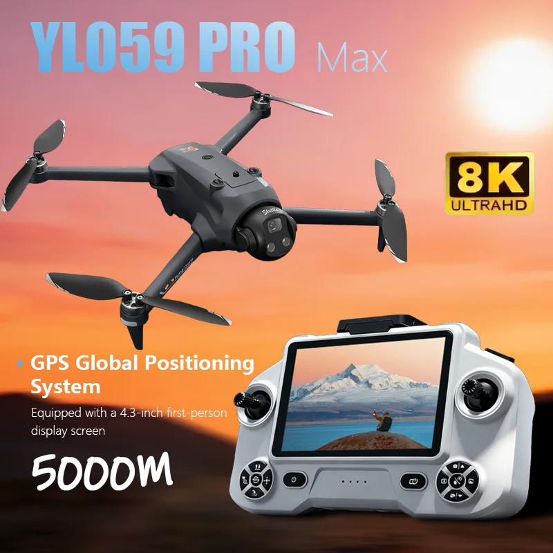 

Новый хит продаж 2026: GPS-дрон YL059 с пультом управления с экраном 4,3 дюйма, 5G FPV, камерой 8K HD, бесщеточным двигателем, функцией сброса груза одной кнопкой, складной квадрокоптер