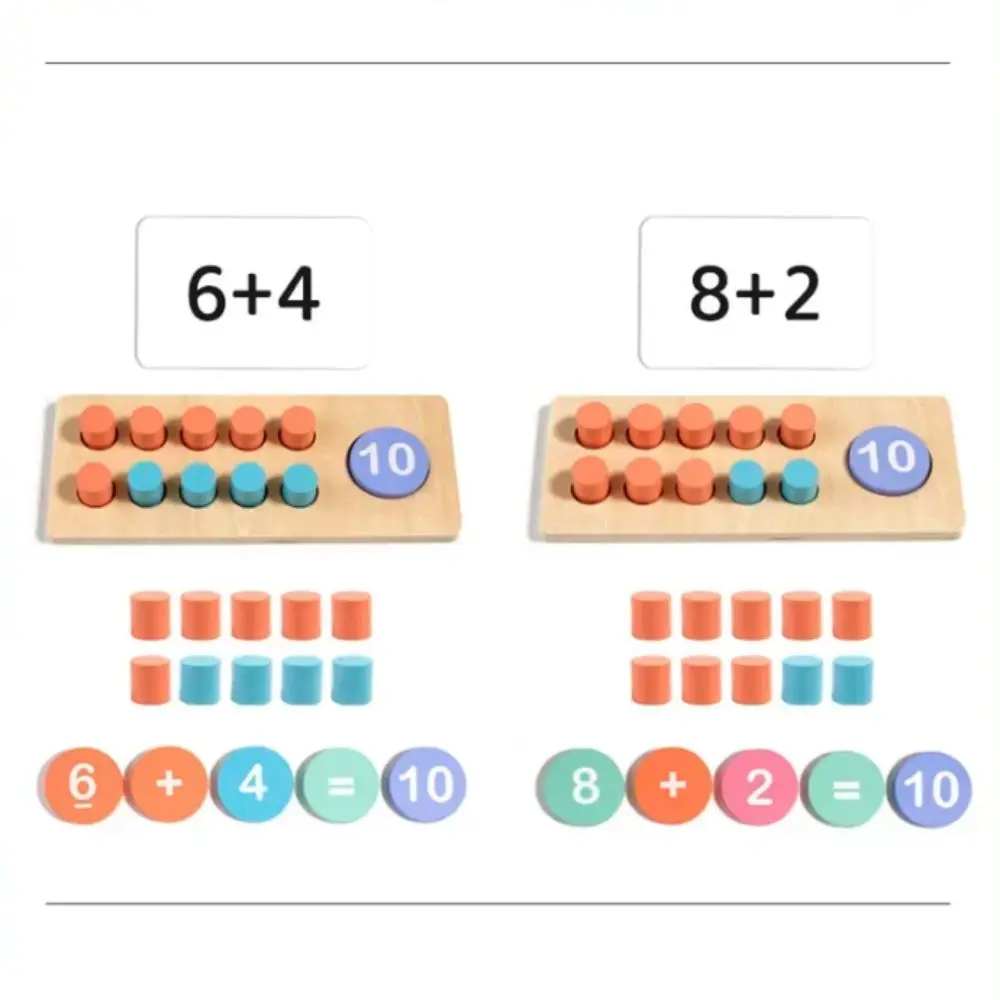 1 ensemble de jouets arithmétiques pour enfants, dix cadres, pensée logique en bois, jouets modulaires mathématiques, soustraction d'éducation précoce