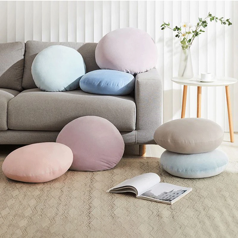 

Cute Pillow Round Solid Color Seat Cushions Fluffy and Comfortable Floor Cushion Throw Pillows Cojines Decorativos Para Sofá