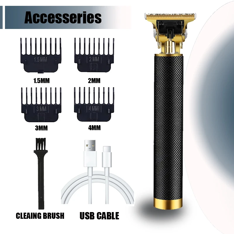 Nieuw! T9 elektrische tondeuse/accessoires |   Professioneel USB-scheerapparaat |   0 mm kale vervaging snijmachine draagbaar voor mannen thuis kapsel - afbeelding 1