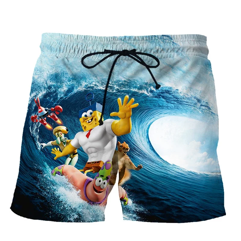 Summer New Spongebobs Casual Harajuku Style 3d Printing Boy\'s Fashion Shorts Wild Beach Shorts