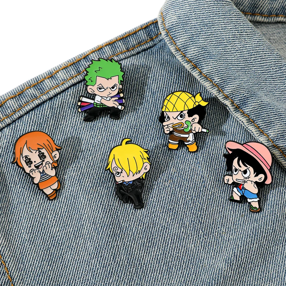 Anime Monkey D. Luffy Nami Sanji Cartoon Enamel Pin Funny Brooch Metal Badge Jewelry for Backpack And Clothing Gift for Friends - view 3