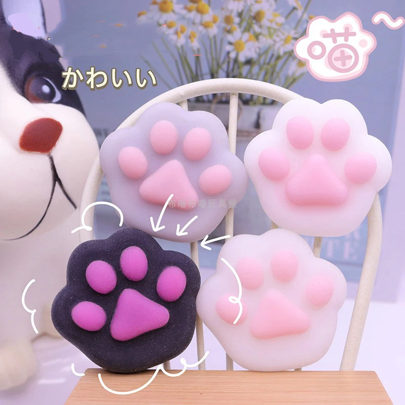 3 pçs kawaii mini fofo gato pata pitada brinquedo fidget bonito gato branco pata inquietação crianças sensorial diy menina presentes mole coisas