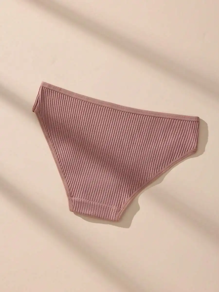 

Womens Solid Ribbed Briefs Soft Cotton Blend Seamless Underwear