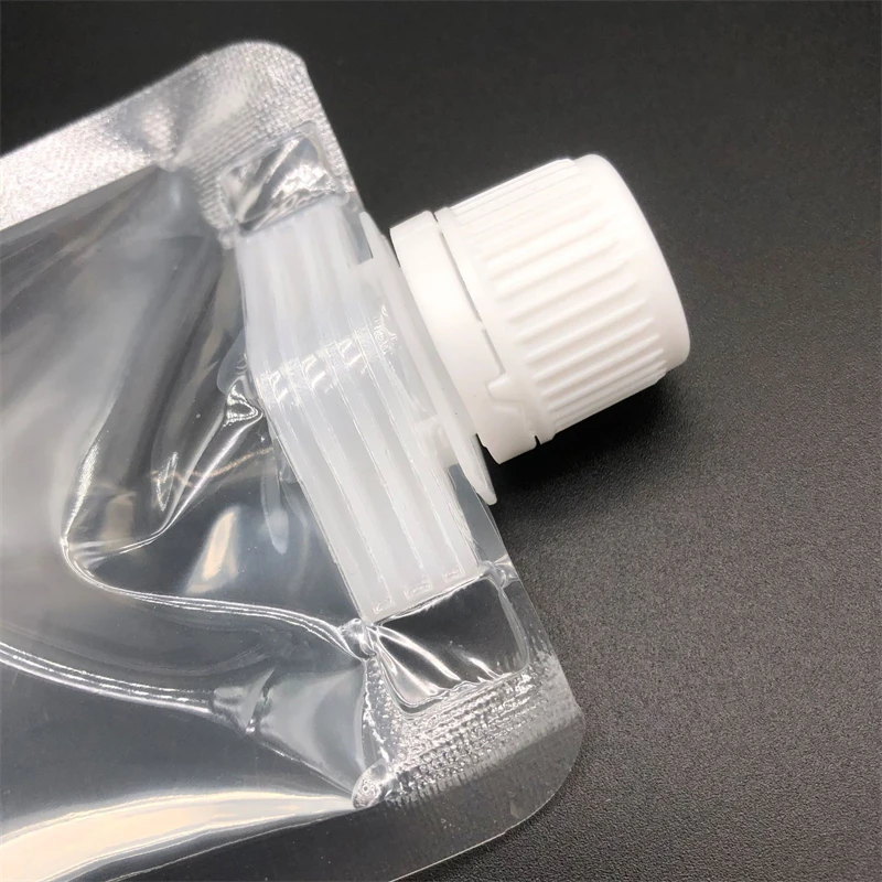 StoBag 50pcs Plastic Transparent Liquid Packaging Big Nozzle Bags Juice Beverage Milk Sealed Stand Up Storage Reusable Pouches