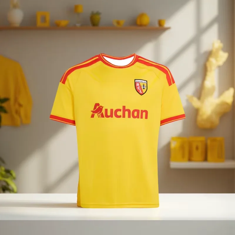 Herren-Fantrikot des Racing Club de Lens, schnelltrocknend, atmungsaktiv, Sportbekleidung, Match-Training, kurzärmelig, Freizeit-Oberteil – Detail 3