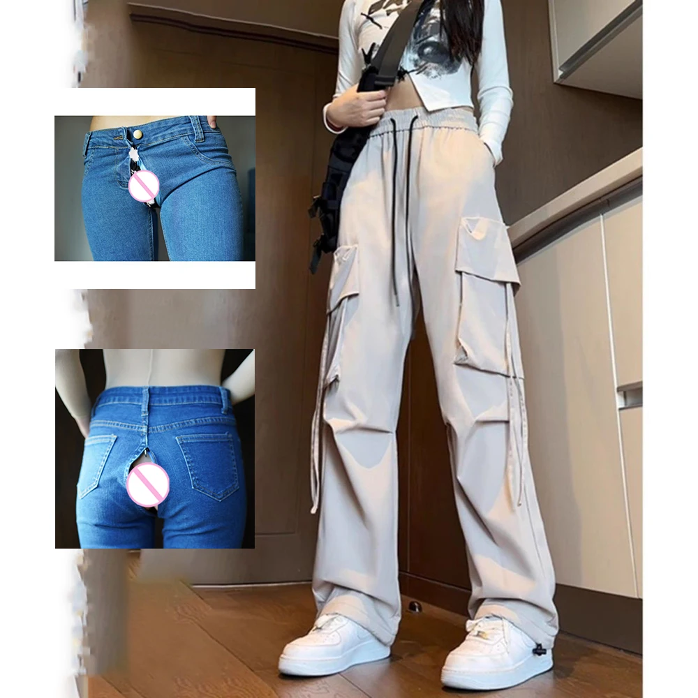 

Уличные сексуальные брюки с открытой промежностью, экзотические шорты, мужские городские тактические комбинезоны-карго, спортивные штаны для фитнеса, повседневная уличная одежда для пар