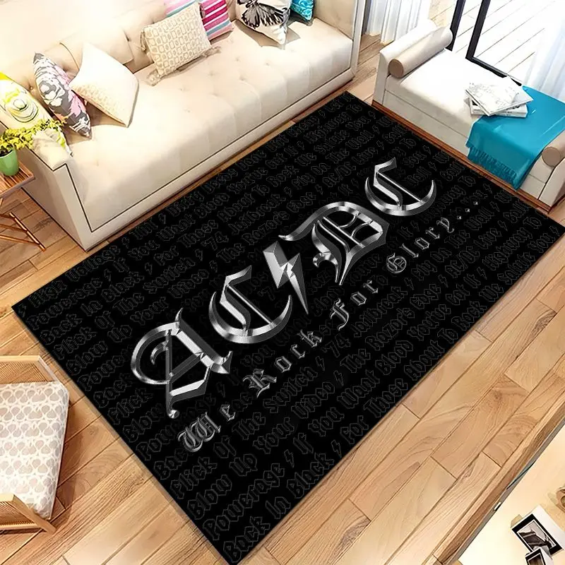 Fashion ACDC Rock Band Sign Catoon Living Room Non-Slip Area Rug Soft Carpet for Bedroom  Playroom Sofa,Home Decor Doormat