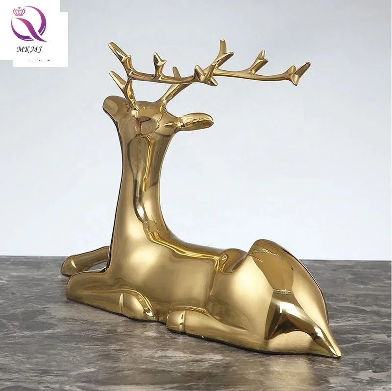 Nordic home decor modern pure copper deer head light luxury metal red wine rack creative for kitchen bar wine cabinet decoration