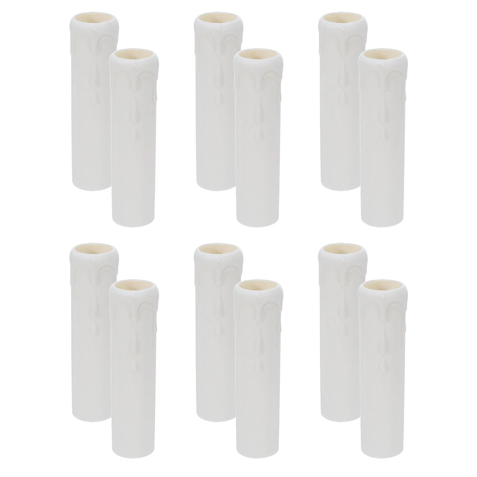 

12pcs E14 Drip Sleeves 3.93 Inch Tall Plastic Chandelier Socket Covers Vintage Style Lamp Base Replacement For Ceiling