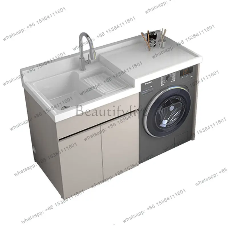 

Simple Honeycomb Aluminum Nordic Creative Laundry Cabinet Sink Washboard Washer Combo Bathroom Furniture