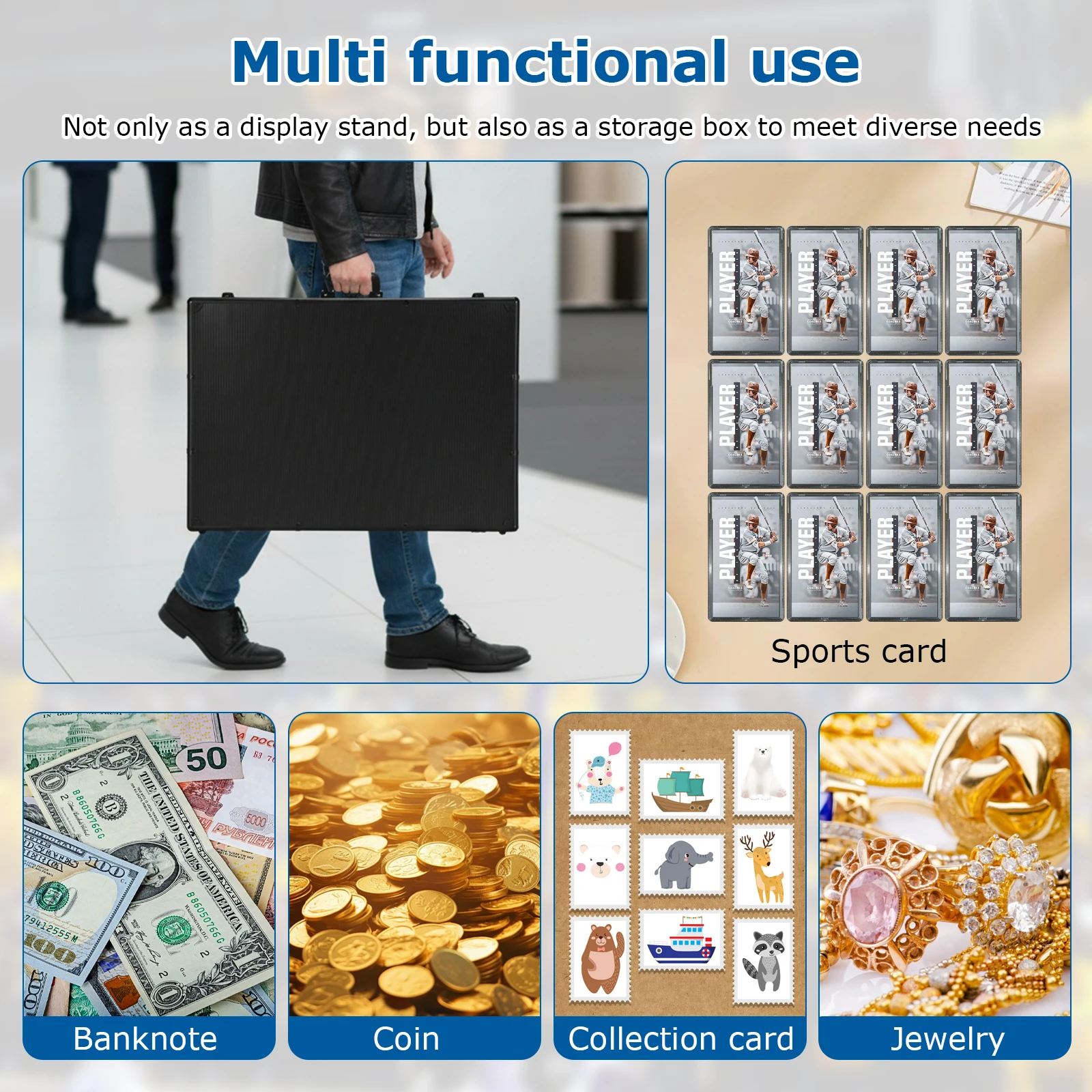 

24x20/33x22 In Table Top Display Case Large Aluminum Trading Card Case Lockable with Handle for TCG Jewelry Craft Collectibles