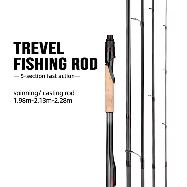 

Wholesale High Quality Lure Travel Fishing Spinning Rod 1.98m 2.13m 2.28m 5 Section Carbon Casting Fishing Rod
