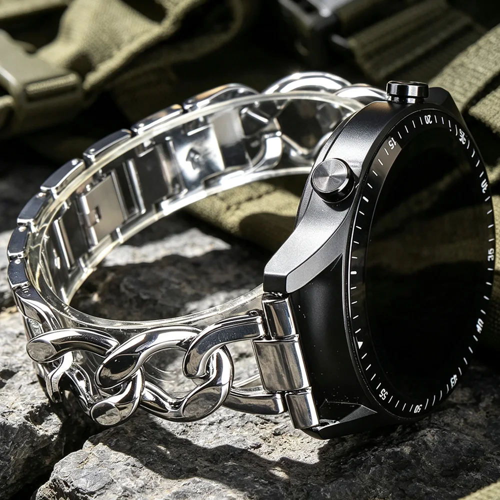 20/22mm Fashion Chain Metal Band For Huawei Watch GT 7/6/5/4/3 Xiaomi Redmi Watch S 6/5/4/3/3 Active Strap Samsung Galaxy Watch