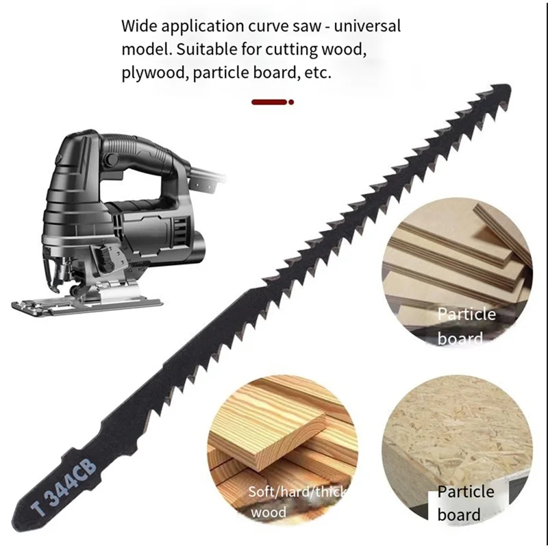 A84X-T344CB Jigsaw Saw Blade(10Pcs), Double Sided Curved, Soft Wood Hardwood Plastic Electric Tool Accessories