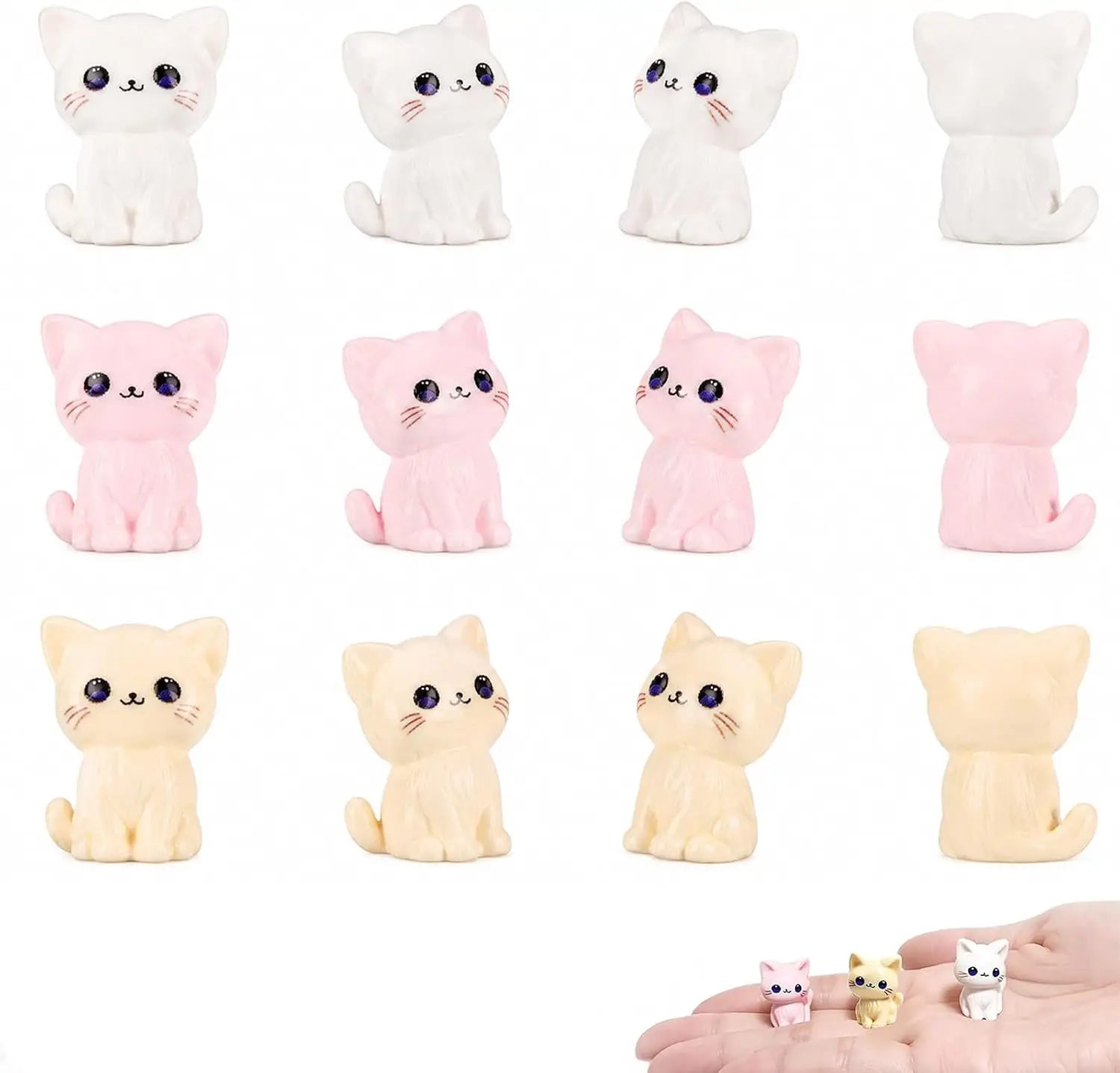 20 Pieces of Resin Cartoon 3D Stereoscopic Cute Cat Series Creative Home Desktop Decoration Craft Decorative Accessories Statues